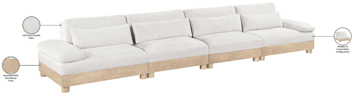 Turin - Chenille Fabric Upholstered Modular Sectional - White