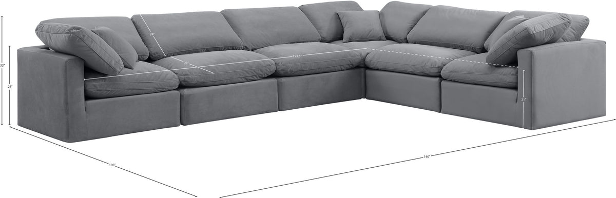 Indulge - Velvet 6 Piece Modular Corner Sectional