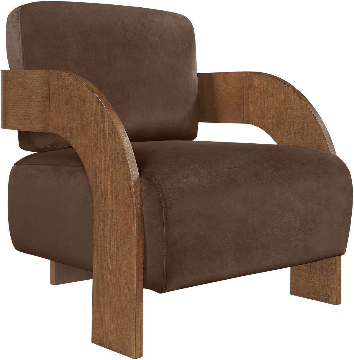 Cedra - Velvet Performance Fabric Upholstered Accent Chair - Brown Frame