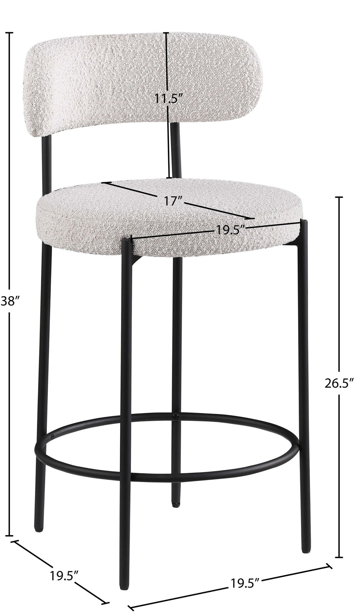Beacon - Boucle Fabric Stool (Set of 2)
