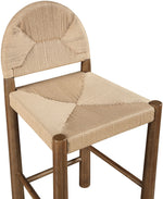 Bohemia - Woven Seagrass Cord And Solid Wood Counter Stool - Beige