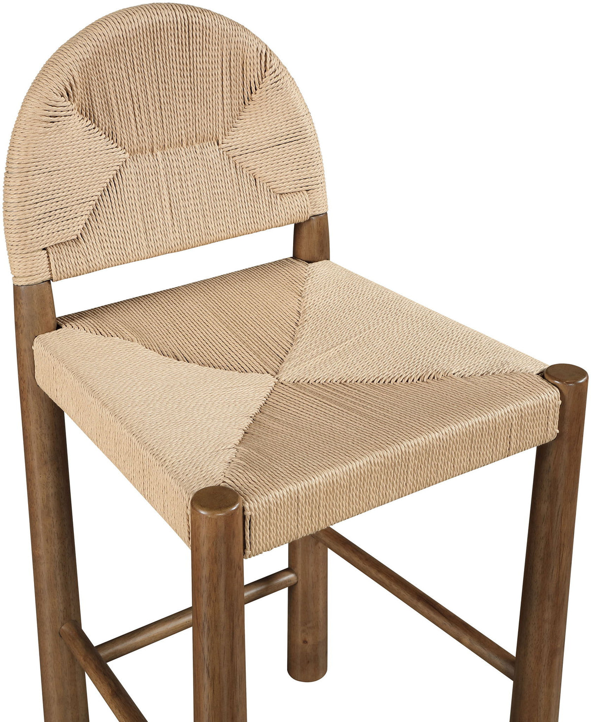 Bohemia - Woven Seagrass Cord And Solid Wood Counter Stool - Beige