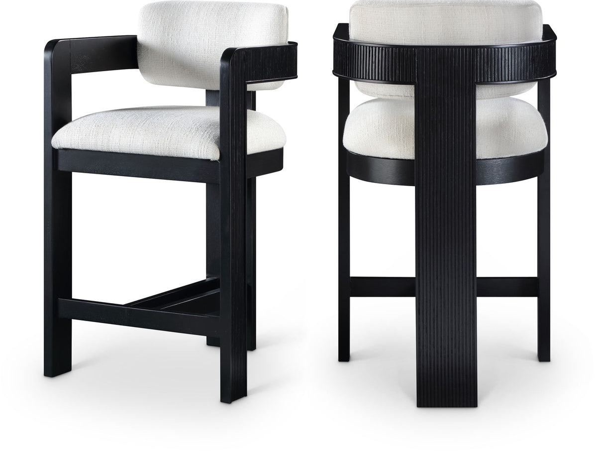 Sacha - Linen Stool With Black Base