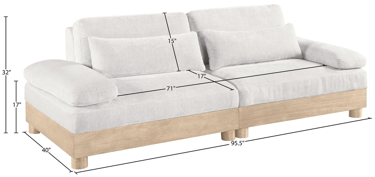 Turin - Chenille Fabric Upholstered Modular Sectional - White