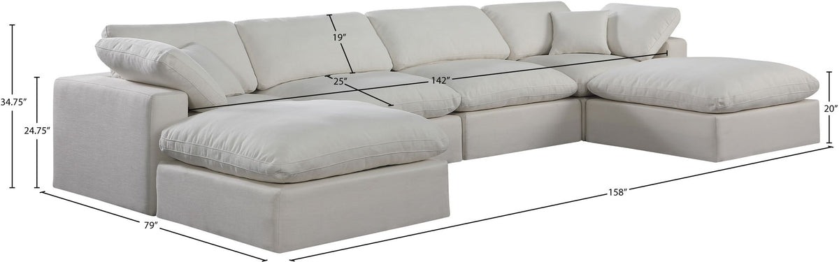 Comfy - 6 Piece Linen Modular Double Chaise Sectional