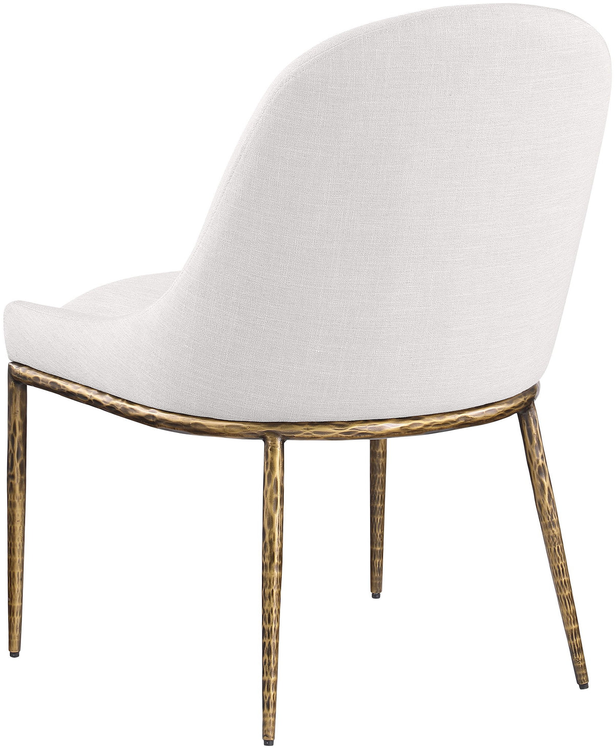 Ferro - Linen Textured Performance Fabric Upholstered Dining Side Chair - Cream / Brushed Gold