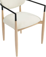 Riccio - Performance Fabric Upholstered Dining Arm Chair (Set of 2) With Light Brown Legs - Cream