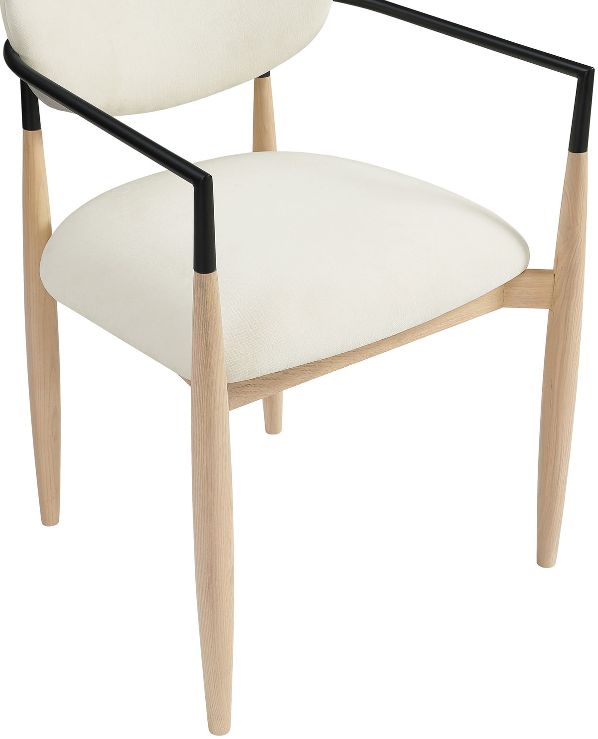 Riccio - Performance Fabric Upholstered Dining Arm Chair (Set of 2) With Light Brown Legs - Cream