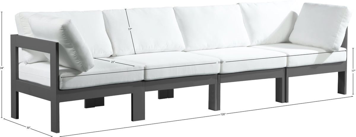 Nizuc - Outdoor Patio 4 Seat Modular Sofa With Gray Frame