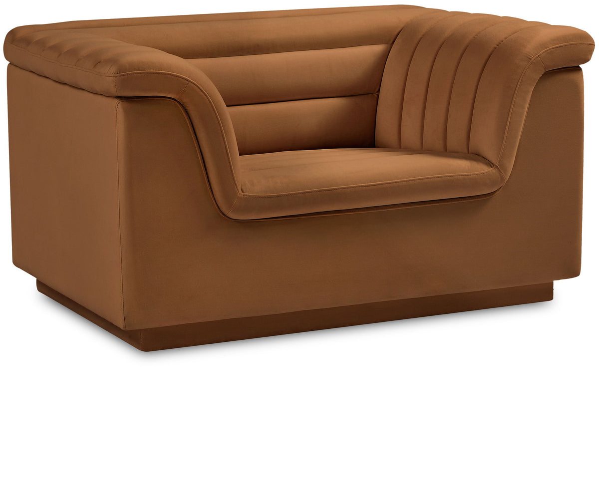 Cascade - Velvet Chair - Saddle