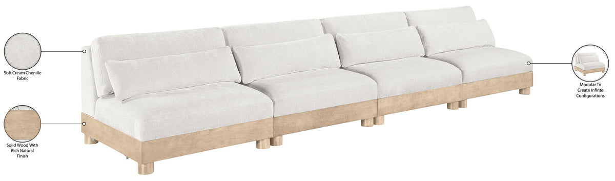 Turin - Chenille Fabric Upholstered Modular Sectional - White