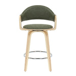 Daxton - Swivel Counter Height Round Back Wood Bar Stool With Faux Leather Seat