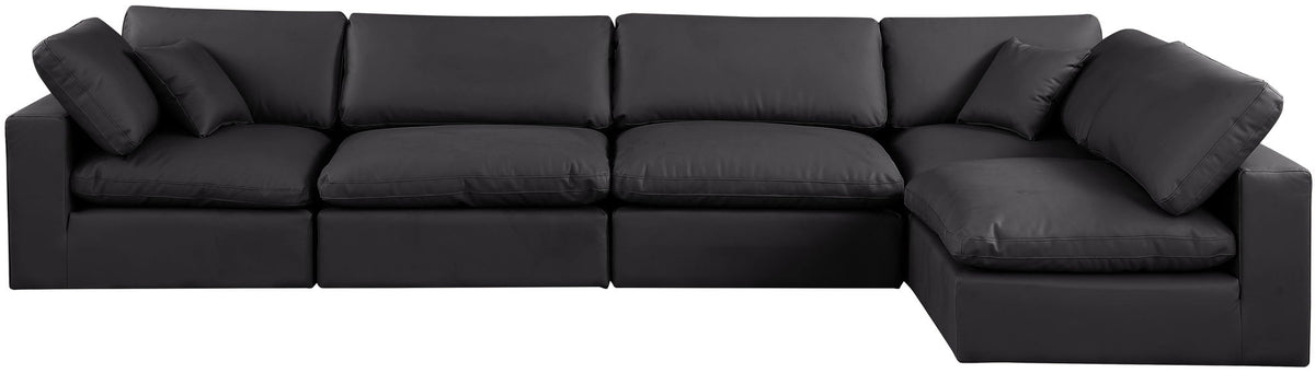 Comfy - 5 Piece Faux Leather Modular Sectional
