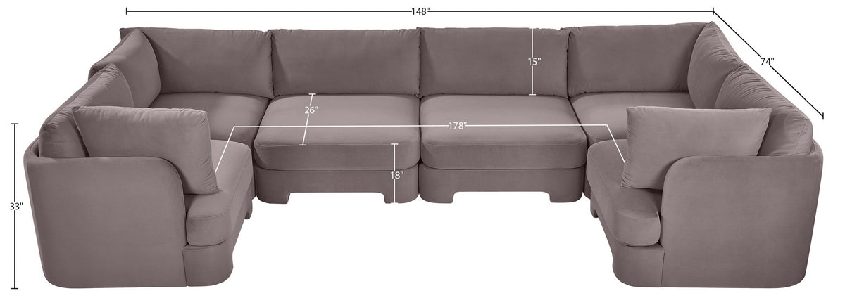 Hammond - Velvet Performance Fabric Upholstered 6 Piece U-Shaped Sectional
