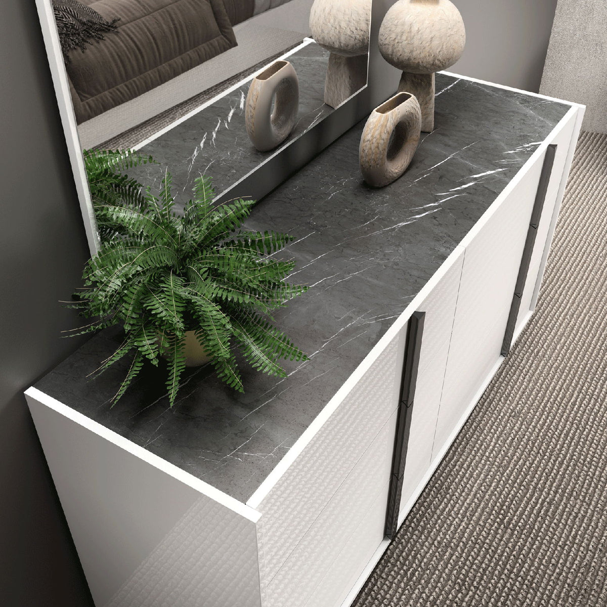 Bianca - Marble Double Dresser - White