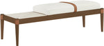 Nara - Linen Textured Fabric Upholstered Bench - Painted Brown Walnut