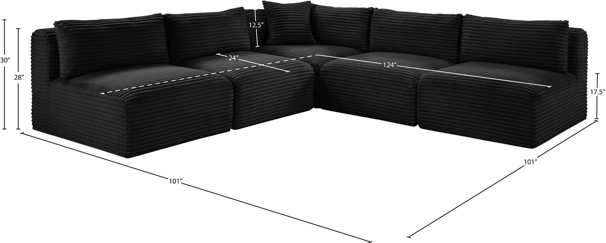 Shaggy - 5 Piece Modular Corner Armless Sectional