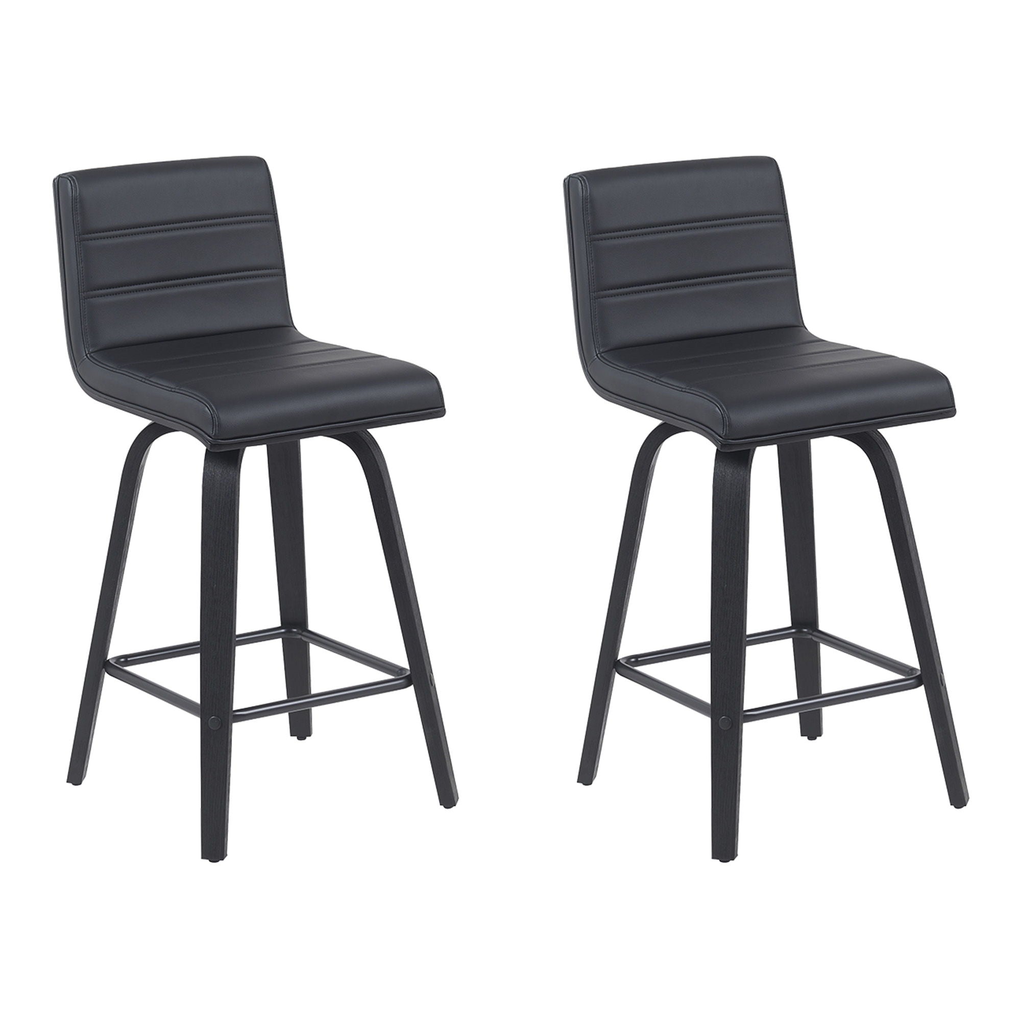 Vienna - Modern Counter Height Swivel Bar Stool - Black Brushed Wood Frame