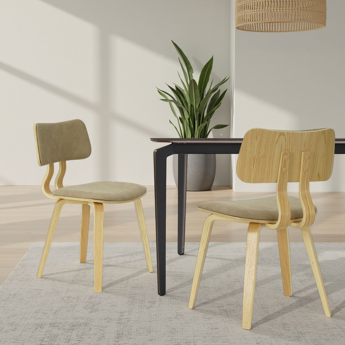 Jaguar - Curved Back Wood Dining Chair With Faux Leather Seat