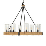 Palm Royal - 8 Light Indoor-Outdoor Chandelier - Black / Light Brown