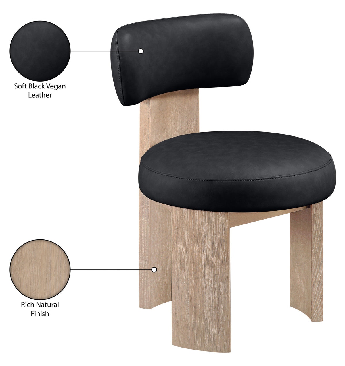 Atelier - Vegan Leather Upholstered Dining Chair (Set of 2) - Painted Natural Frame