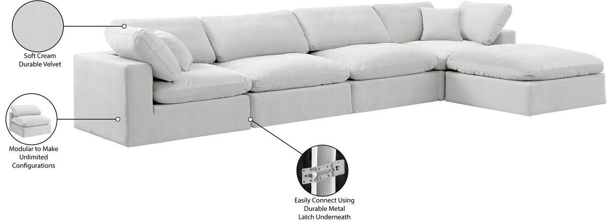 Comfy - 5 Piece Velvet Modular Sectional With Chaise