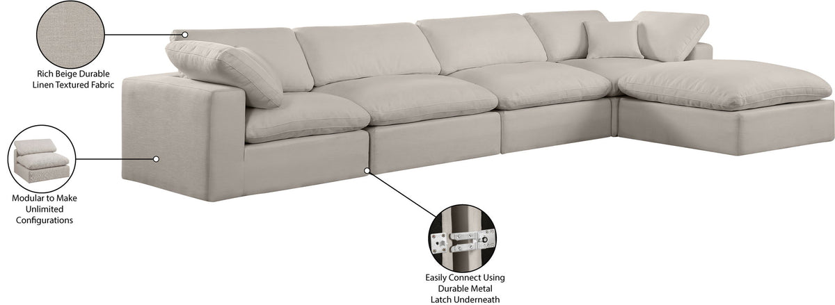 Comfy - 5 Piece Linen Modular Sectional With Chaise