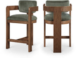 Sacha - Velvet Stool With Brown Base
