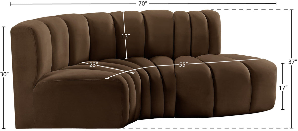 Arc - Velvet 3 Piece Modular L-Shaped Sofa