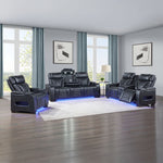 Ephron - Power Motion Loveseat With Console, Power Headrests, LED & Speakers - Black