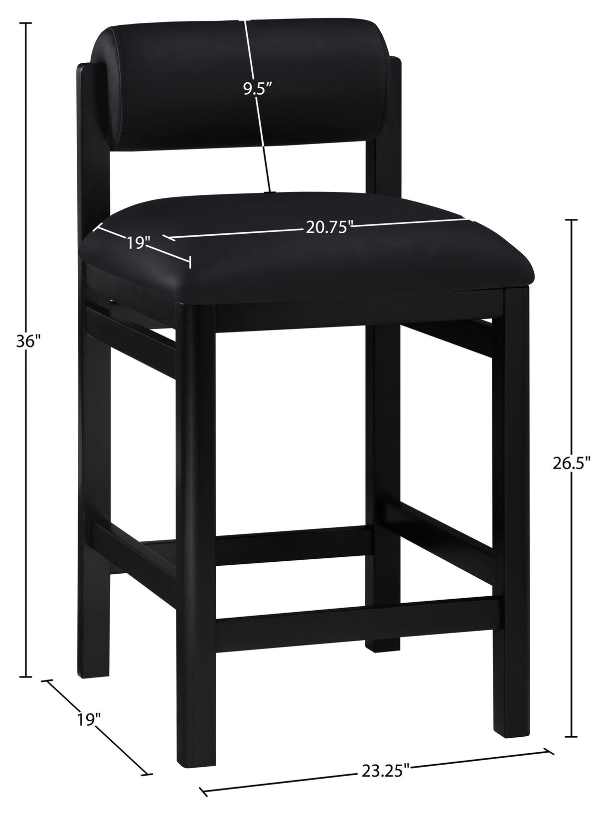 Roundhill - Faux Leather Counter Stool - Black Frame