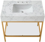 Marmo - Engineered Marble Bathroom Vanity With Gold Base
