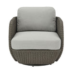 Amira - Outdoor Woven Rattan 360-Swivel Lounge Chair With Aluminum Frame And Mist Gray Cushions - Light Gray / Deep Bronze