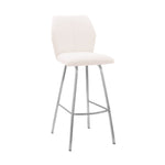 Tandy - Faux Leather And Brushed Stainless Steel 26" Counter Stool (Set of 2) - White