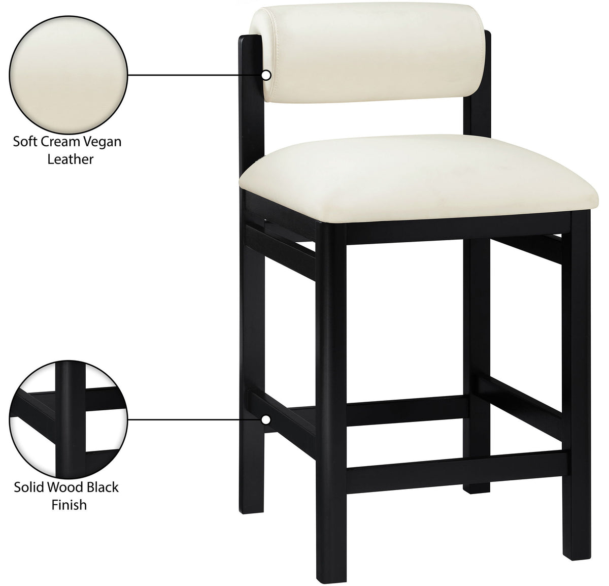 Roundhill - Faux Leather Counter Stool - Black Frame