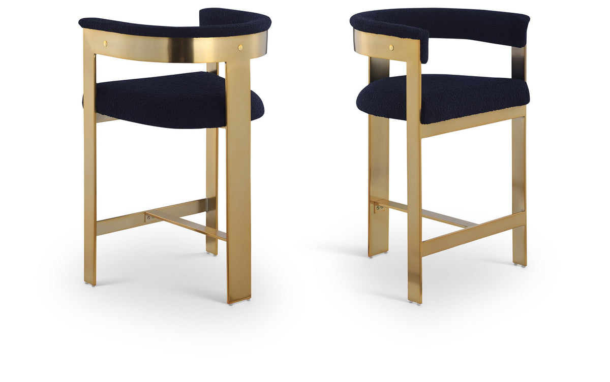 Romeo - Boucle Counter Stool With Gold Base (Set of 2)