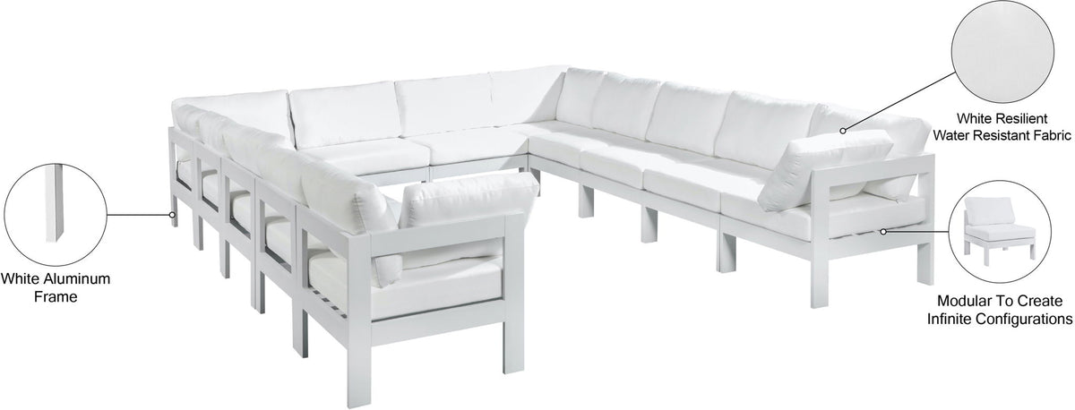 Nizuc - Outdoor Patio 12 Piece Modular Sectional With White Frame