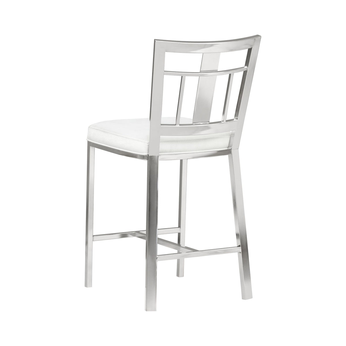 Celina - Counter Height Open Back Metal Barstool With Faux Leather Seat - White