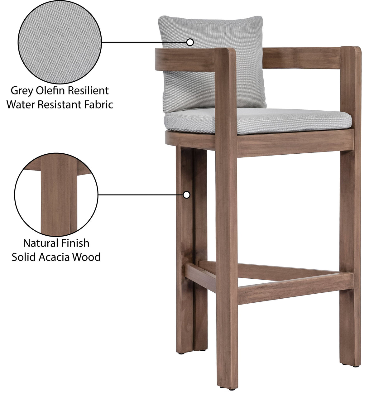 Newport - Water Resistant Fabric Upholstered Outdoor Patio Bar Stool