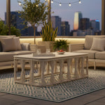 Breeze - Powder Coated Metal Rectangle Outdoor Coffee Table With Sintered Stone Table Top - Cream