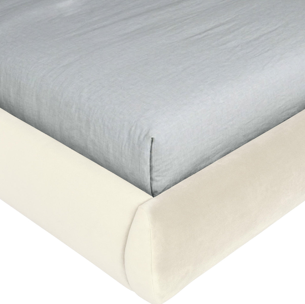 Tempo - Velvet Upholstered Bed - Cream