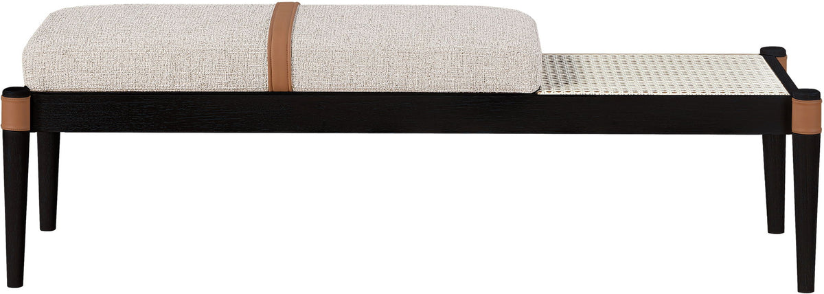 Nara - Linen Textured Fabric Upholstered Bench - Painted Black