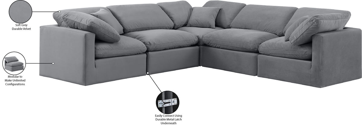 Indulge - Velvet 5 Piece Modular Corner Sectional
