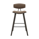 Fox - Bar Height Curved Back Wood Bar Stool With Faux Leather Seat