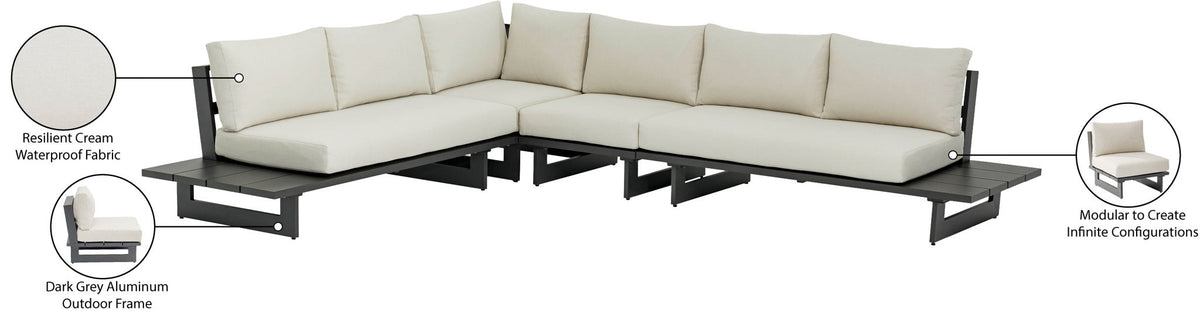 Maldives - 4 Piece Water Resistant Outdoor Patio Modular Sectional With Gray Base