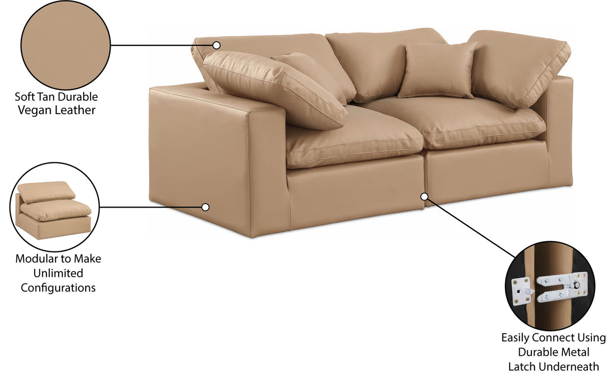 Comfy - Faux Leather Modular Sofa 2 Pieces - Tan