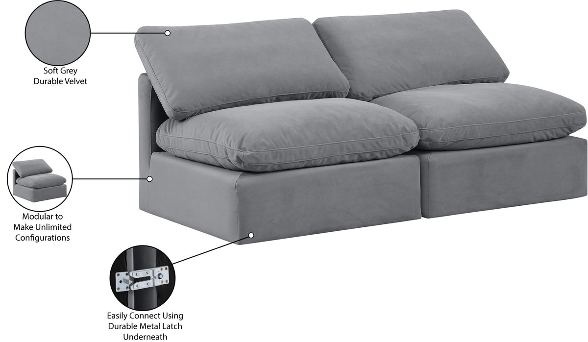 Indulge - Velvet 2 Seat Modular Armless Sofa