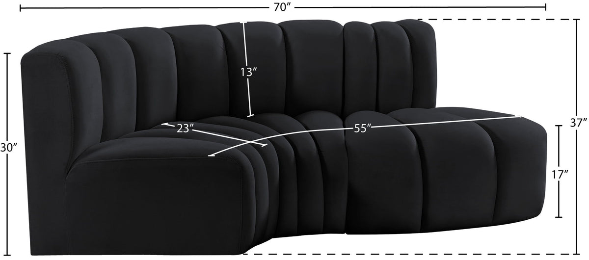 Arc - Velvet 3 Piece Modular L-Shaped Sofa