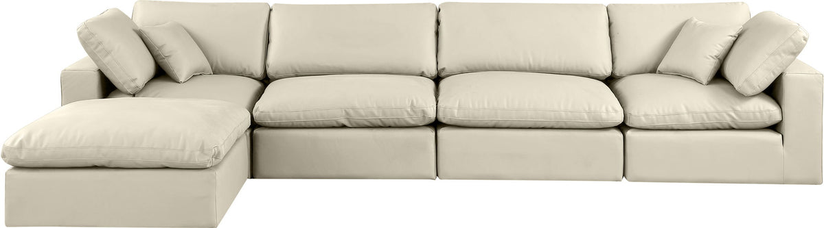 Comfy - 5 Piece Faux Leather Modular Sectional With Chaise