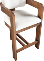Sacha - Linen Stool With Brown Base
